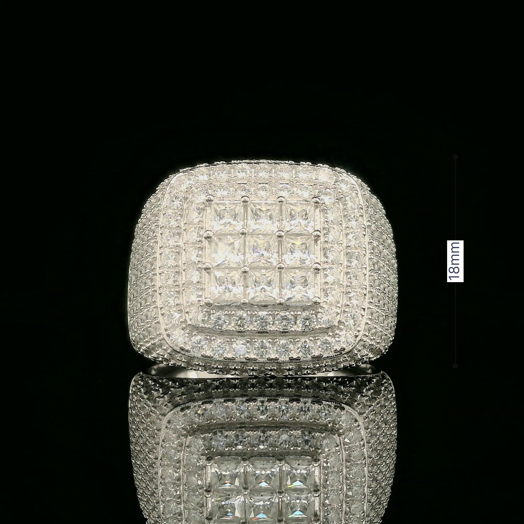 Iced Out Square Face Cluster Ring | 3.26ct | 18mm | VVS