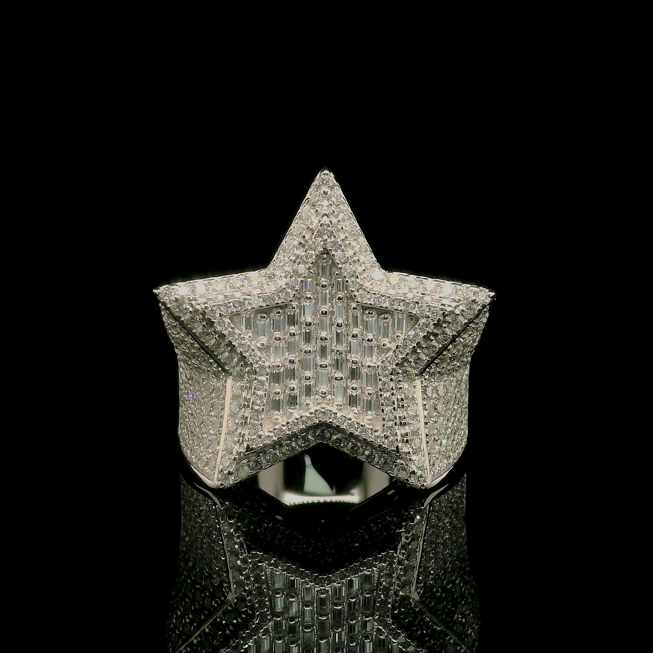 3D Star Shape Pave Set Diamond Ring | 3.52ct | 24mm | VVS