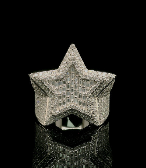 3D Star Shape Pave Set Diamond Ring | 3.52ct | 24mm | VVS