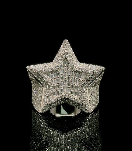 3D Star Shape Pave Set Diamond Ring | 3.52ct | 24mm | VVS