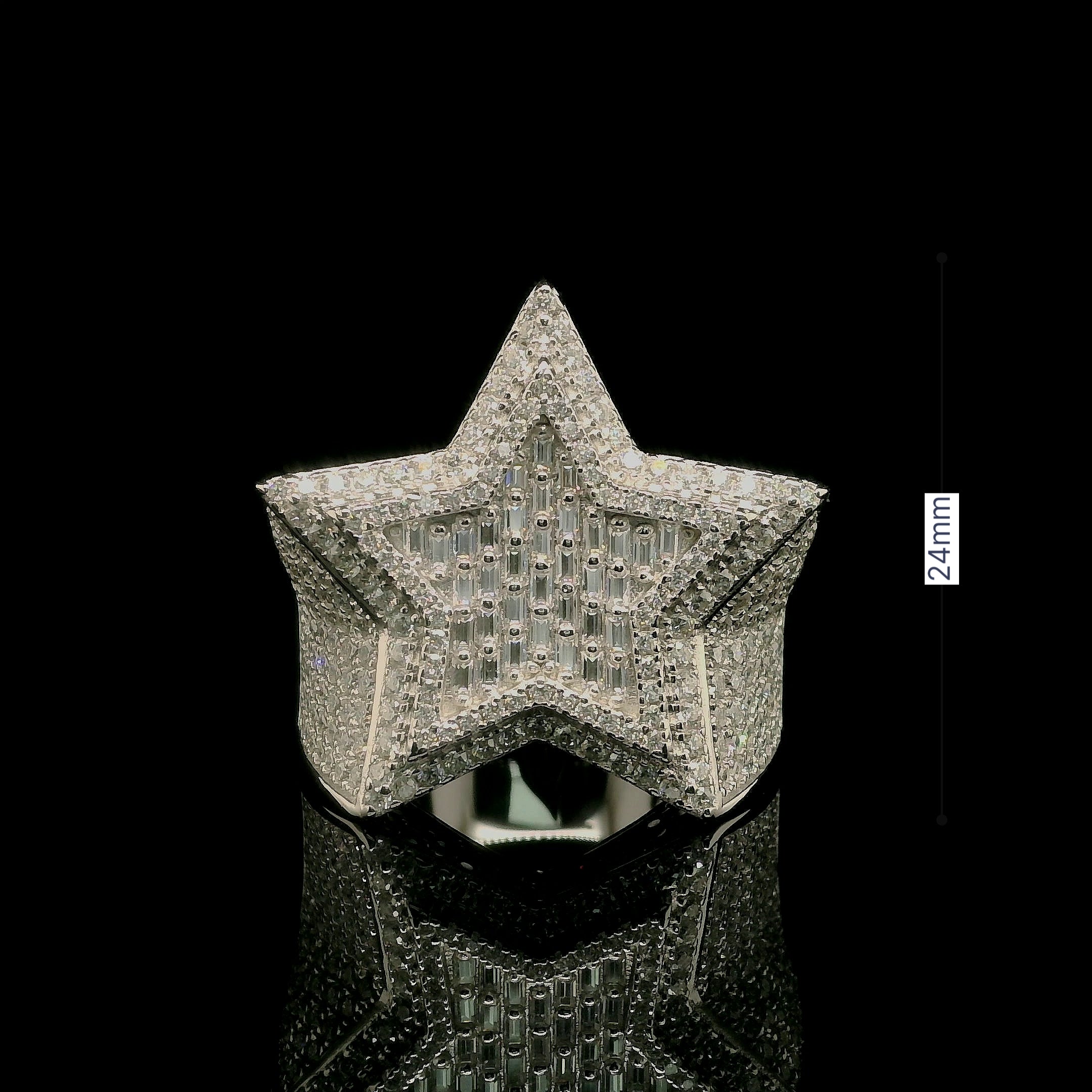 3D Star Shape Pave Set Diamond Ring | 3.52ct | 24mm | VVS