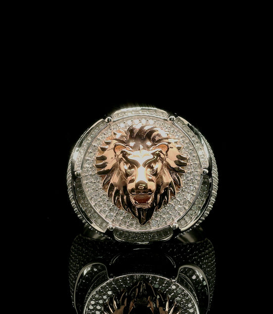Two-Tone Roaring Lion Head Ring | 2.76ct | 22mm | VVS