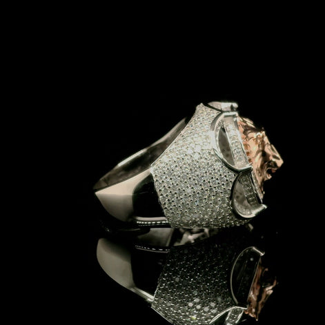 Two-Tone Roaring Lion Head Ring | 2.76ct | 22mm | VVS