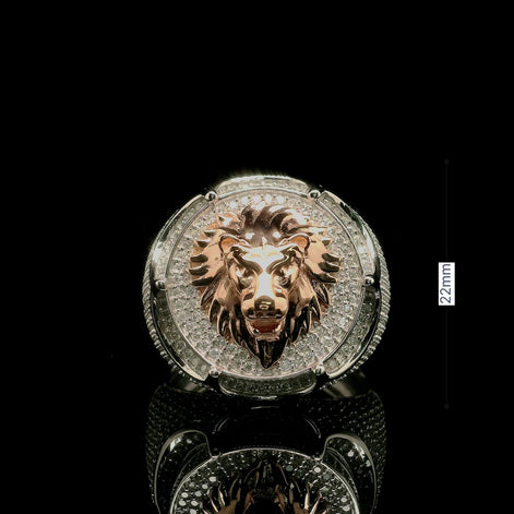 Two-Tone Roaring Lion Head Ring | 2.76ct | 22mm | VVS