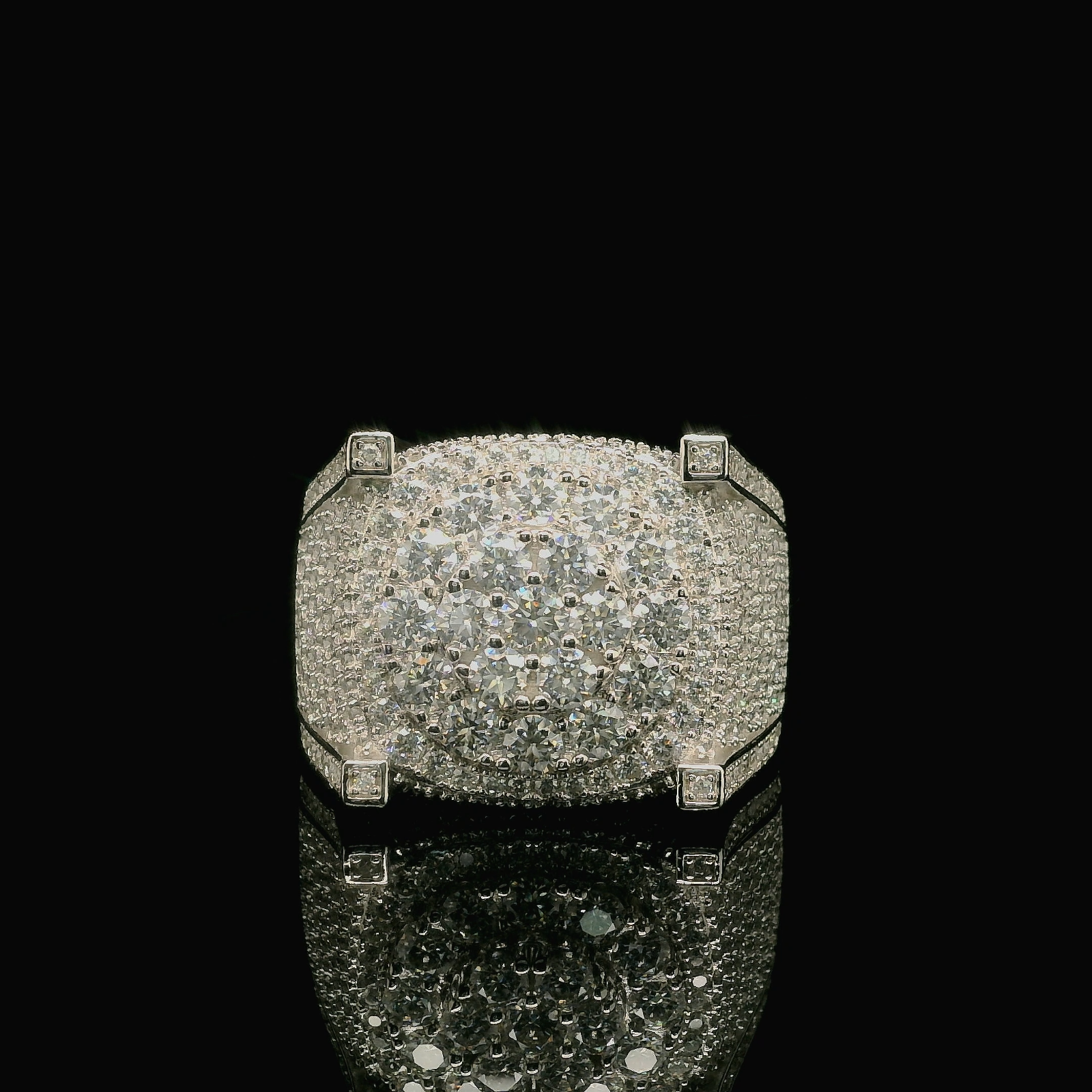 Men's Moissanite Iced Out Cushion Ring | 3.61ct | 18mm | VVS