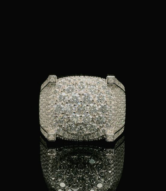 Men's Moissanite Iced Out Cushion Ring | 3.61ct | 18mm | VVS