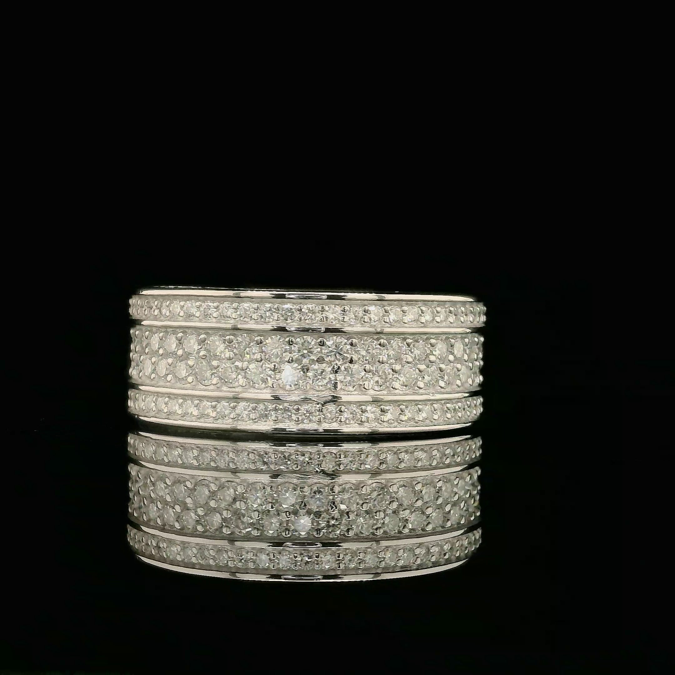 Dazzling Multi-Row Pave Band Ring | 3.37ct | 8.9mm | VVS
