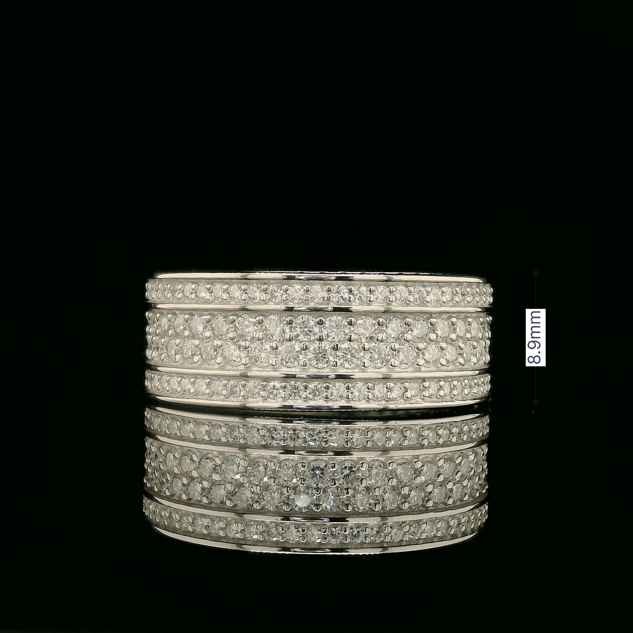 Dazzling Multi-Row Pave Band Ring | 3.37ct | 8.9mm | VVS