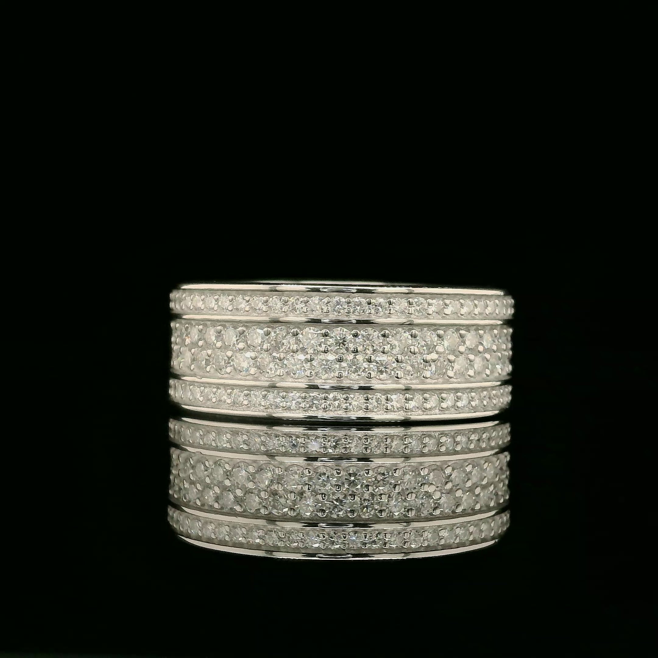 Dazzling Multi-Row Pave Band Ring | 3.37ct | 8.9mm | VVS