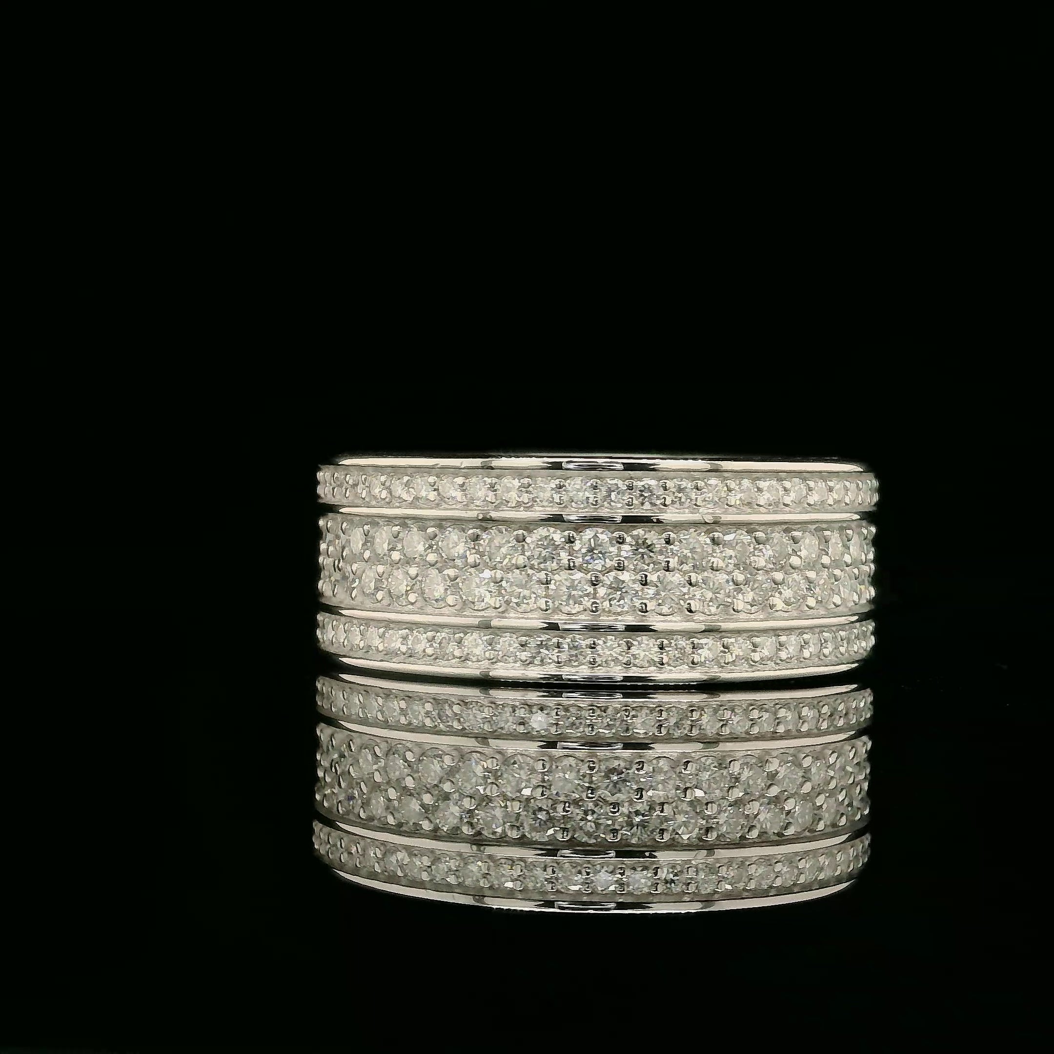 Dazzling Multi-Row Pave Band Ring | 3.37ct | 8.9mm | VVS