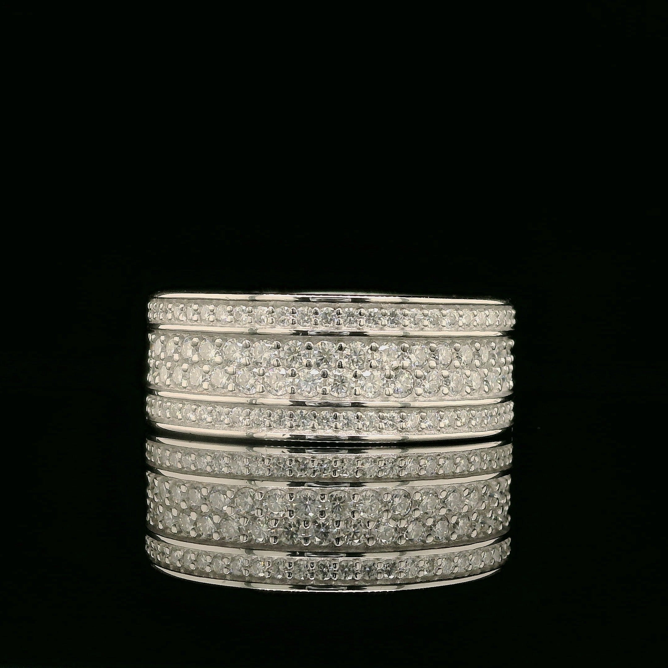 Dazzling Multi-Row Pave Band Ring | 3.37ct | 8.9mm | VVS