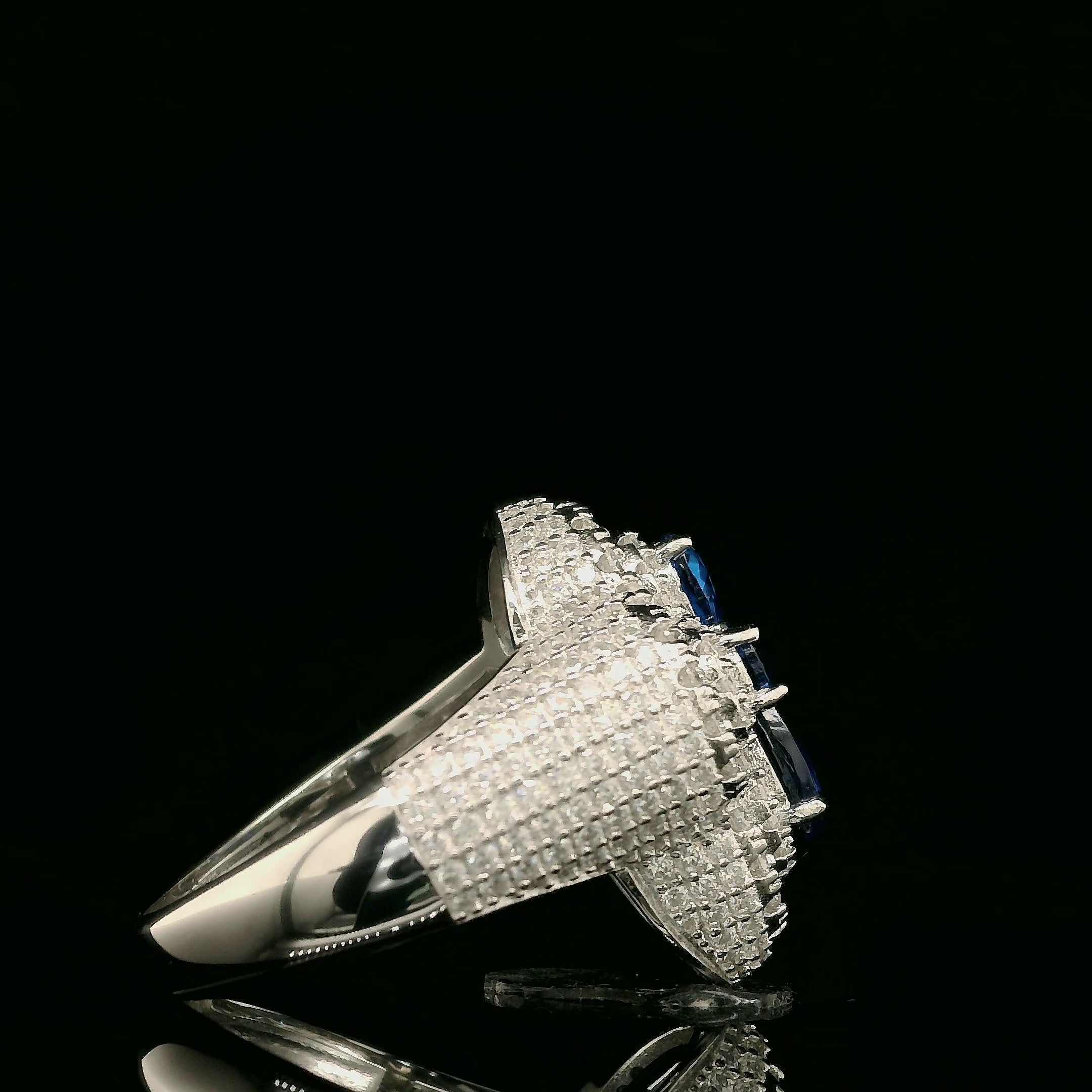 Elegant Spinel & White Diamond Cluster Ring in Sterling Silver | 2.52ct | 22.5mm | VVS