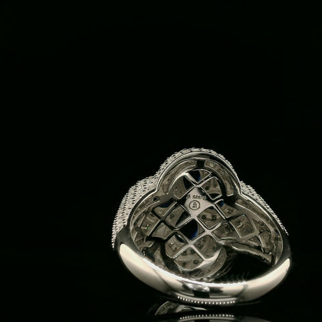 Elegant Spinel & White Diamond Cluster Ring in Sterling Silver | 2.52ct | 22.5mm | VVS