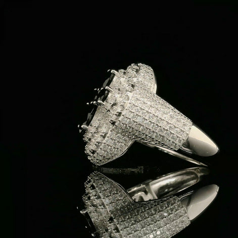 Elegant Spinel & White Diamond Cluster Ring in Sterling Silver | 2.52ct | 22.5mm | VVS