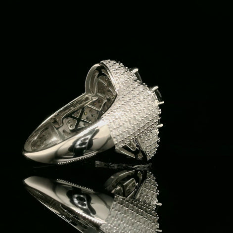 Elegant Spinel & White Diamond Cluster Ring in Sterling Silver | 2.52ct | 22.5mm | VVS