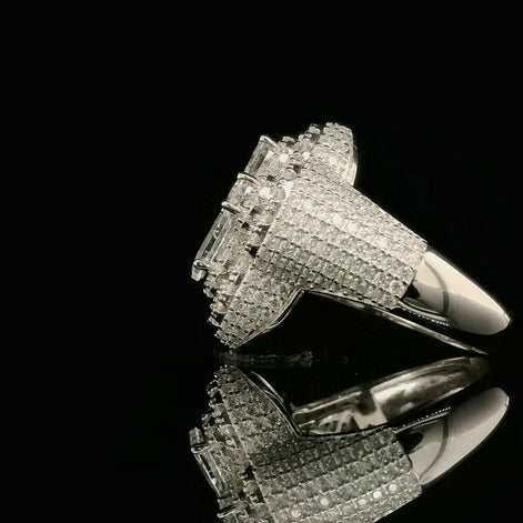 Elegant Spinel & White Diamond Cluster Ring in Sterling Silver | 2.52ct | 22.5mm | VVS