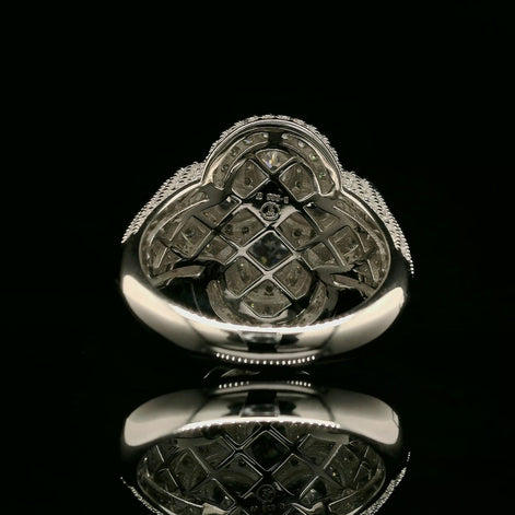 Elegant Spinel & White Diamond Cluster Ring in Sterling Silver | 2.52ct | 22.5mm | VVS