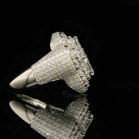 Elegant Spinel & White Diamond Cluster Ring in Sterling Silver | 2.52ct | 22.5mm | VVS