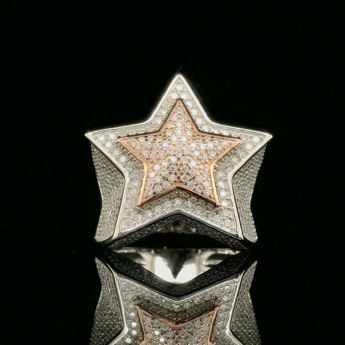 Iced Out Two-Tone Star Ring | 2.17ct | 21mm | VVS