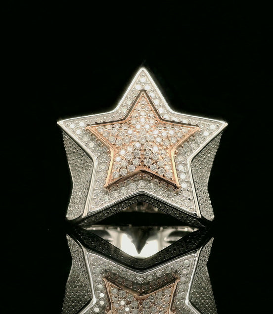 Iced Out Two-Tone Star Ring | 2.17ct | 21mm | VVS