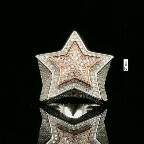 Iced Out Two-Tone Star Ring | 2.17ct | 21mm | VVS