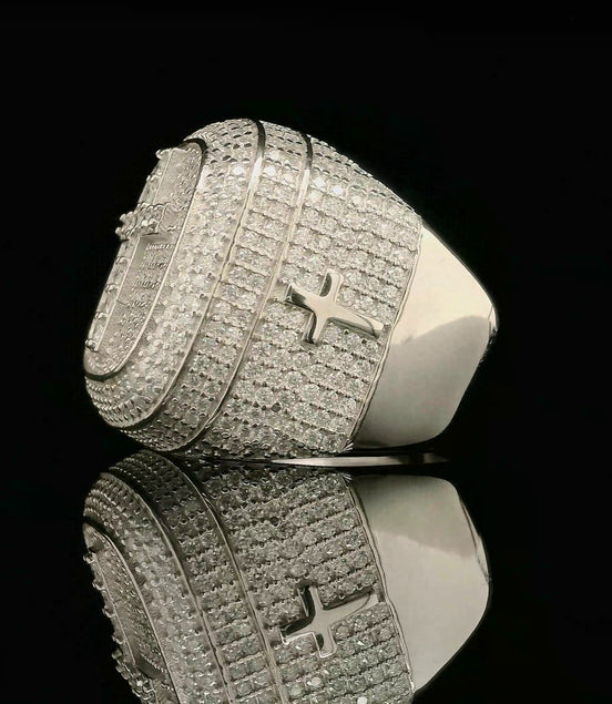 Iced Out Cross Religious Statement Ring | 3.37ct | 21.8mm | VVS