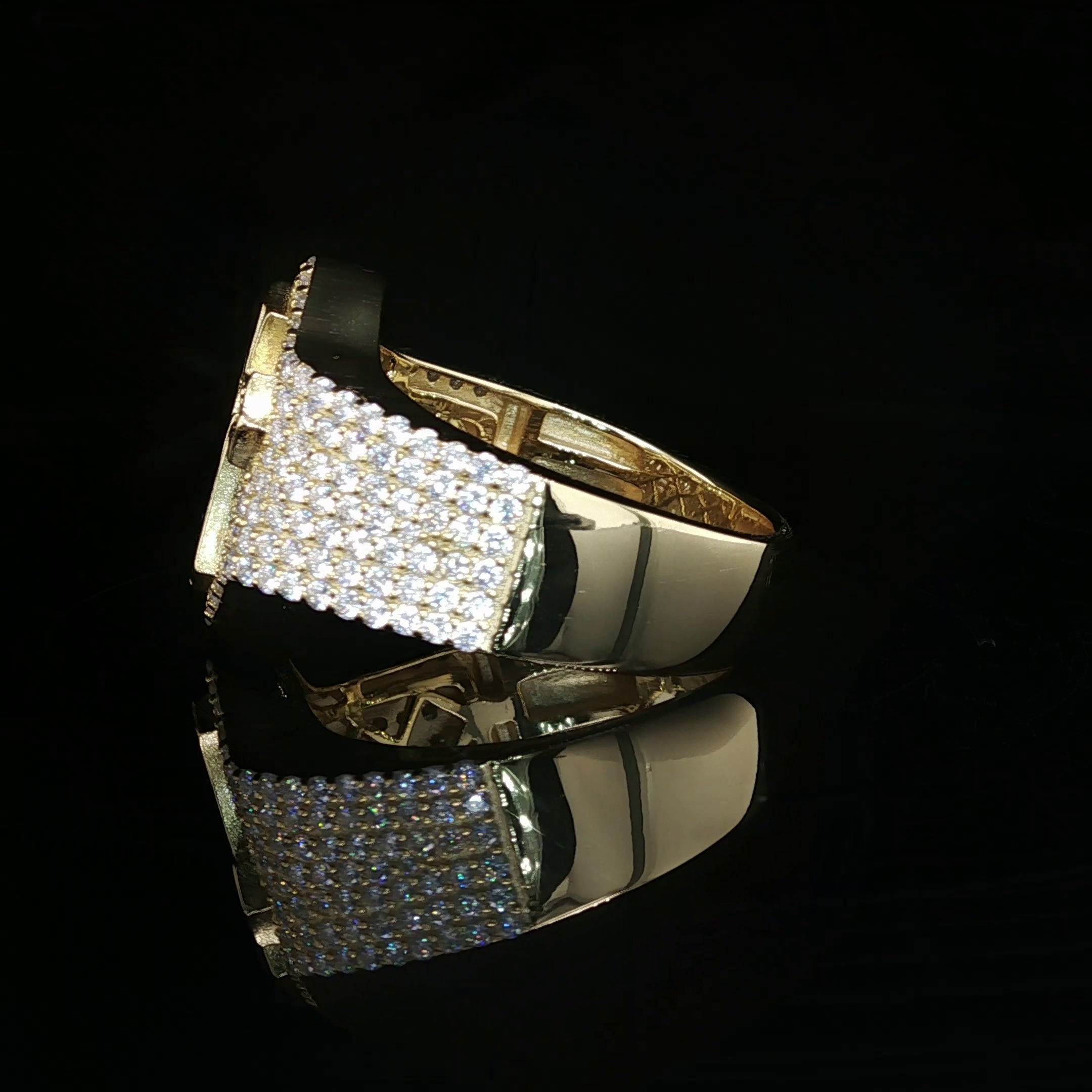 Men's Iced Out Cross Ring – 925 Sterling Silver | 1.5 CTW Baguette & Round Moissanite | Diamond-Shape Band
