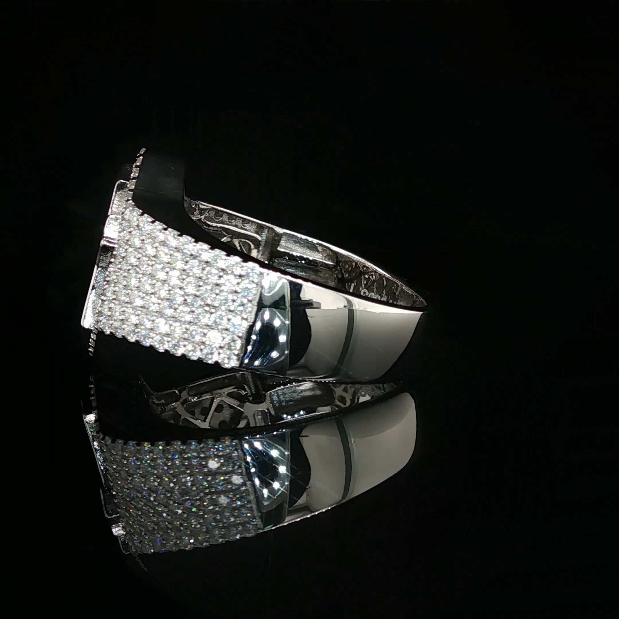 Men's Iced Out Cross Ring – 925 Sterling Silver | 1.5 CTW Baguette & Round Moissanite | Diamond-Shape Band