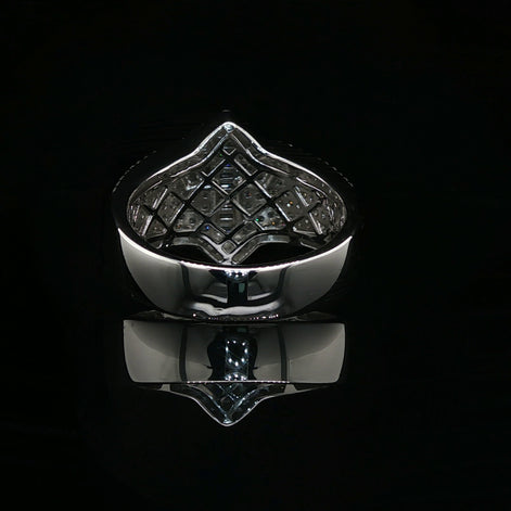 Men's Iced Out Cross Ring – 925 Sterling Silver | 1.5 CTW Baguette & Round Moissanite | Diamond-Shape Band