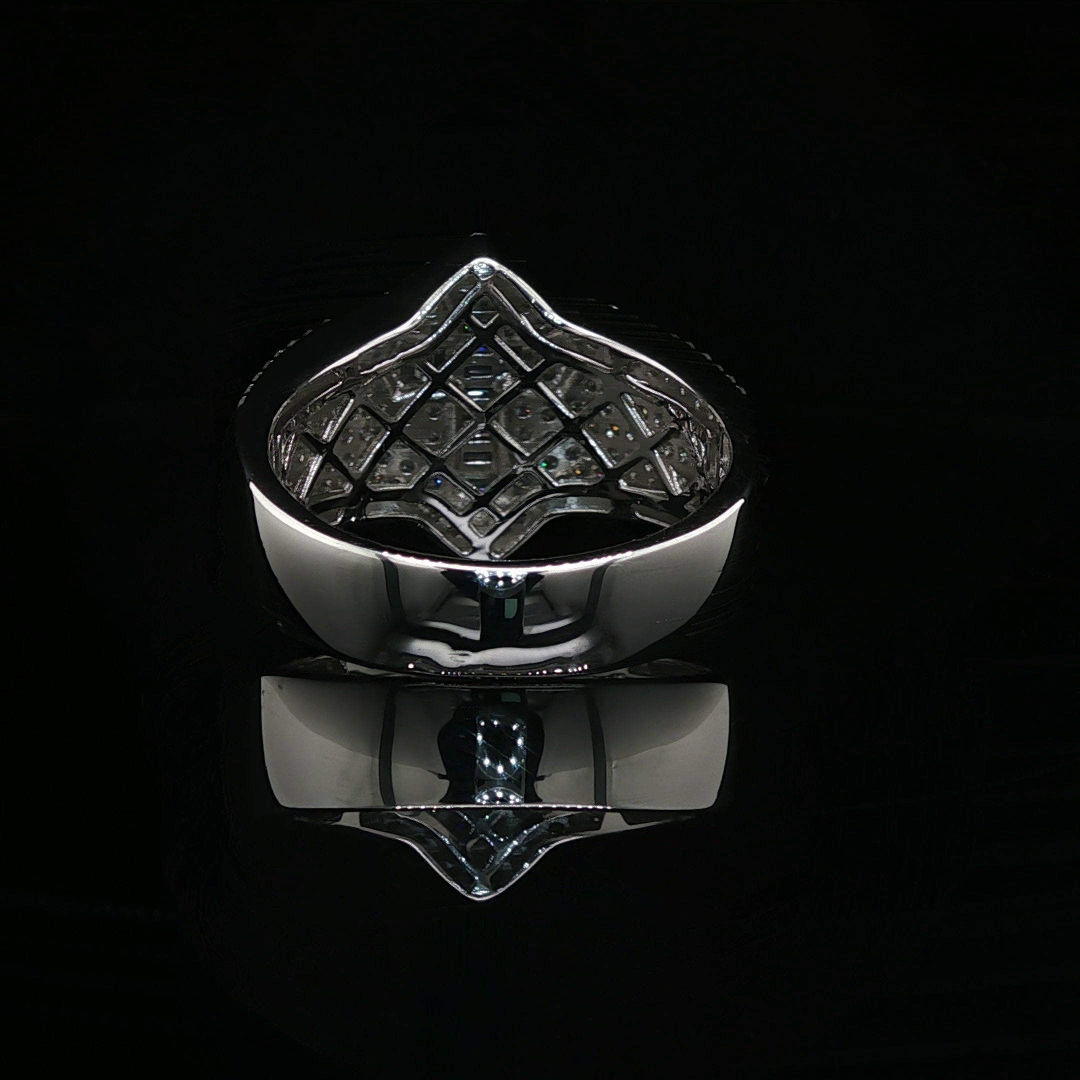 Men's Iced Out Cross Ring – 925 Sterling Silver | 1.5 CTW Baguette & Round Moissanite | Diamond-Shape Band