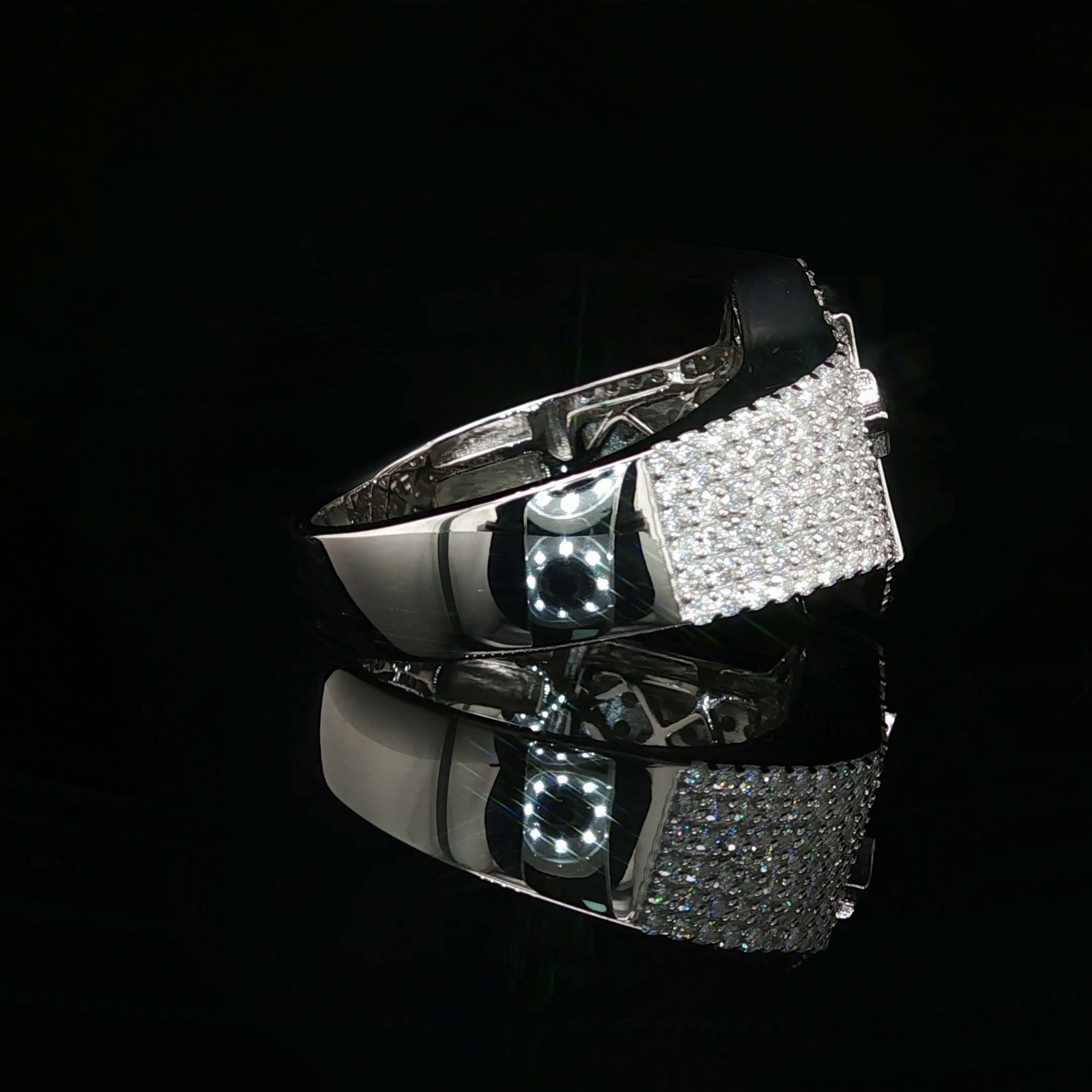 Men's Iced Out Cross Ring – 925 Sterling Silver | 1.5 CTW Baguette & Round Moissanite | Diamond-Shape Band