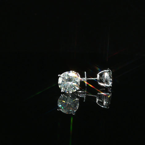 Brilliant Round Diamond Stud Earrings | 4ct VVS | 8mm