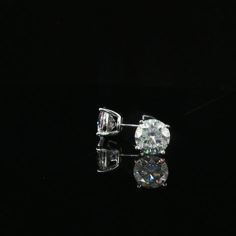 Brilliant Round Diamond Stud Earrings | 4ct VVS | 8mm
