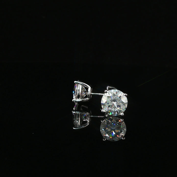Brilliant Round Diamond Stud Earrings | 4ct VVS | 8mm