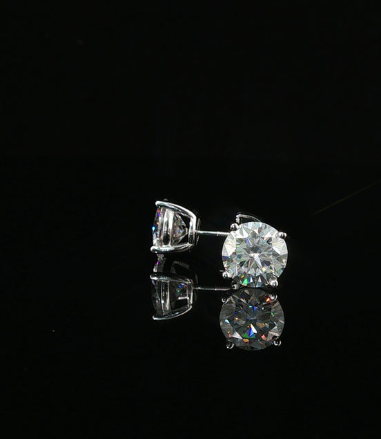 Brilliant Round Diamond Stud Earrings | 4ct VVS | 8mm