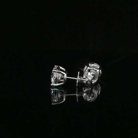 Brilliant Round Diamond Stud Earrings | 4ct VVS | 8mm