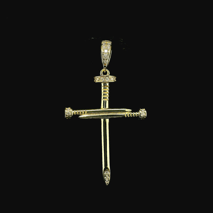 Iced Out Diamond Nail Cross Pendant | 0.20ct VVS | 29mm