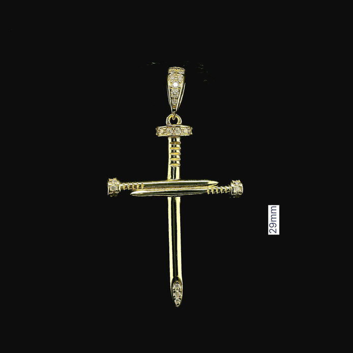 Iced Out Diamond Nail Cross Pendant | 0.20ct VVS | 29mm