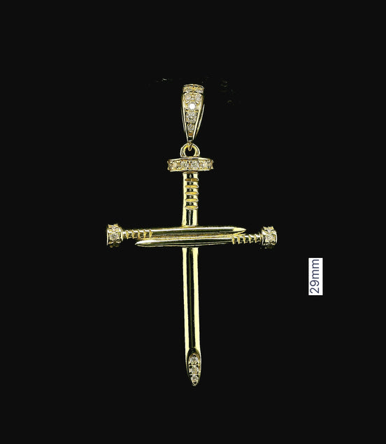 Iced Out Diamond Nail Cross Pendant | 0.20ct VVS | 29mm