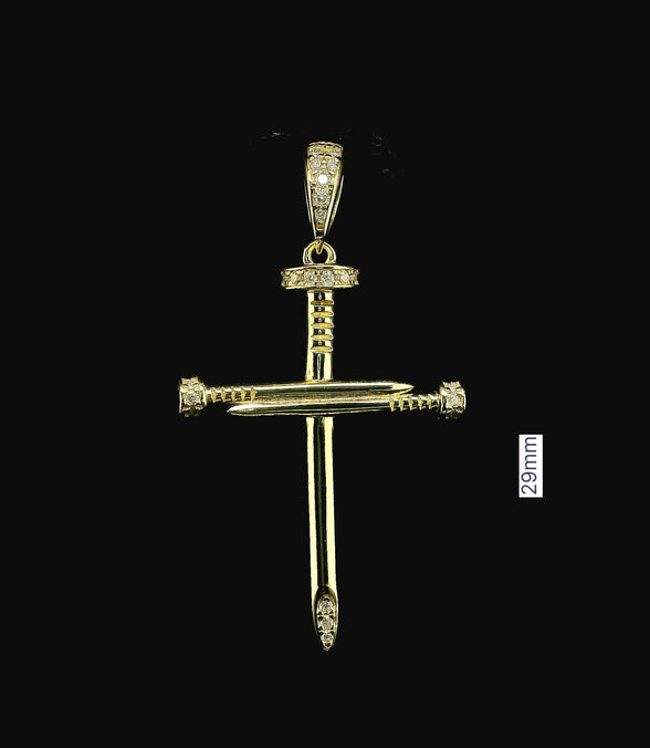 Iced Out Diamond Nail Cross Pendant | 0.20ct VVS | 29mm