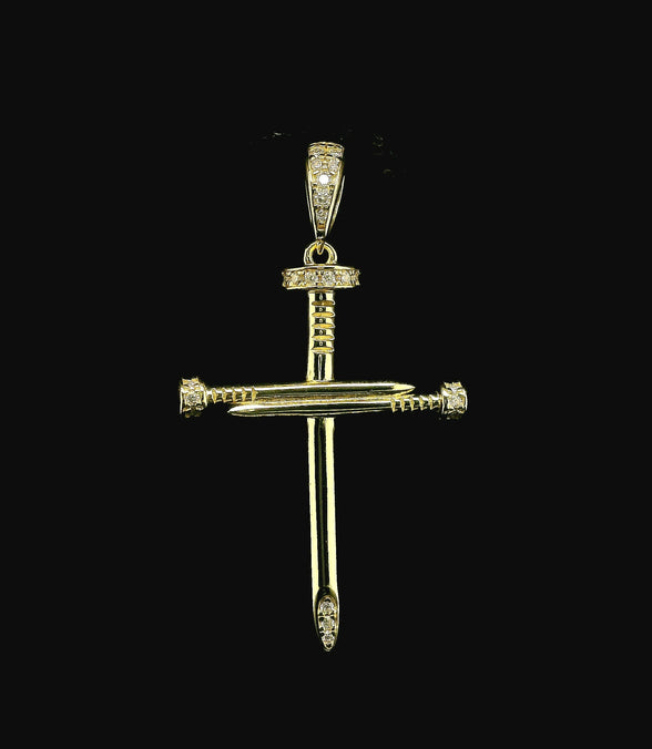 Iced Out Diamond Nail Cross Pendant | 0.20ct VVS | 29mm