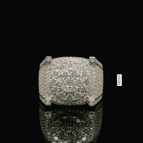 Men's Moissanite Iced Out Cushion Ring | 3.61ct | 18mm | VVS