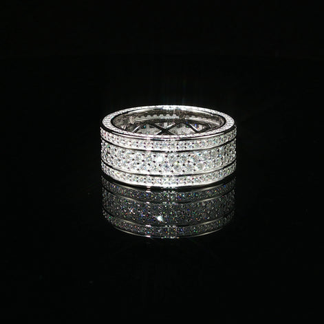 Dazzling Multi-Row Pave Band Ring | 3.37ct | 8.9mm | VVS