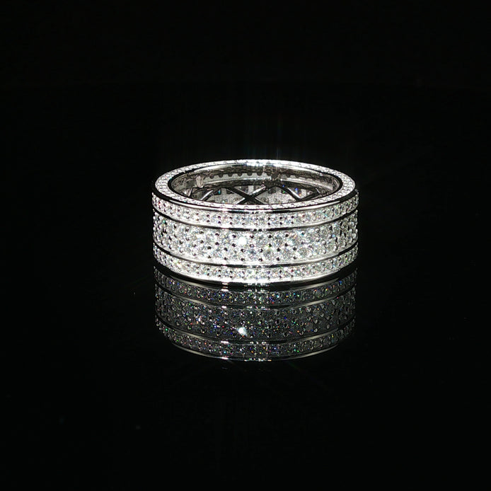 Dazzling Multi-Row Pave Band Ring | 3.37ct | 8.9mm | VVS