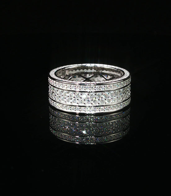 Dazzling Multi-Row Pave Band Ring | 3.37ct | 8.9mm | VVS