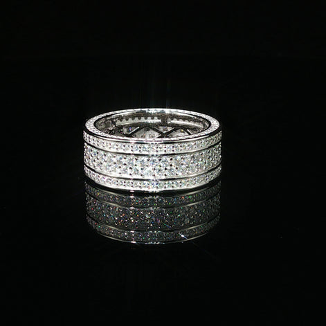 Dazzling Multi-Row Pave Band Ring | 3.37ct | 8.9mm | VVS