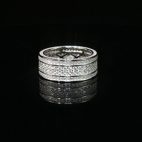 Dazzling Multi-Row Pave Band Ring | 3.37ct | 8.9mm | VVS