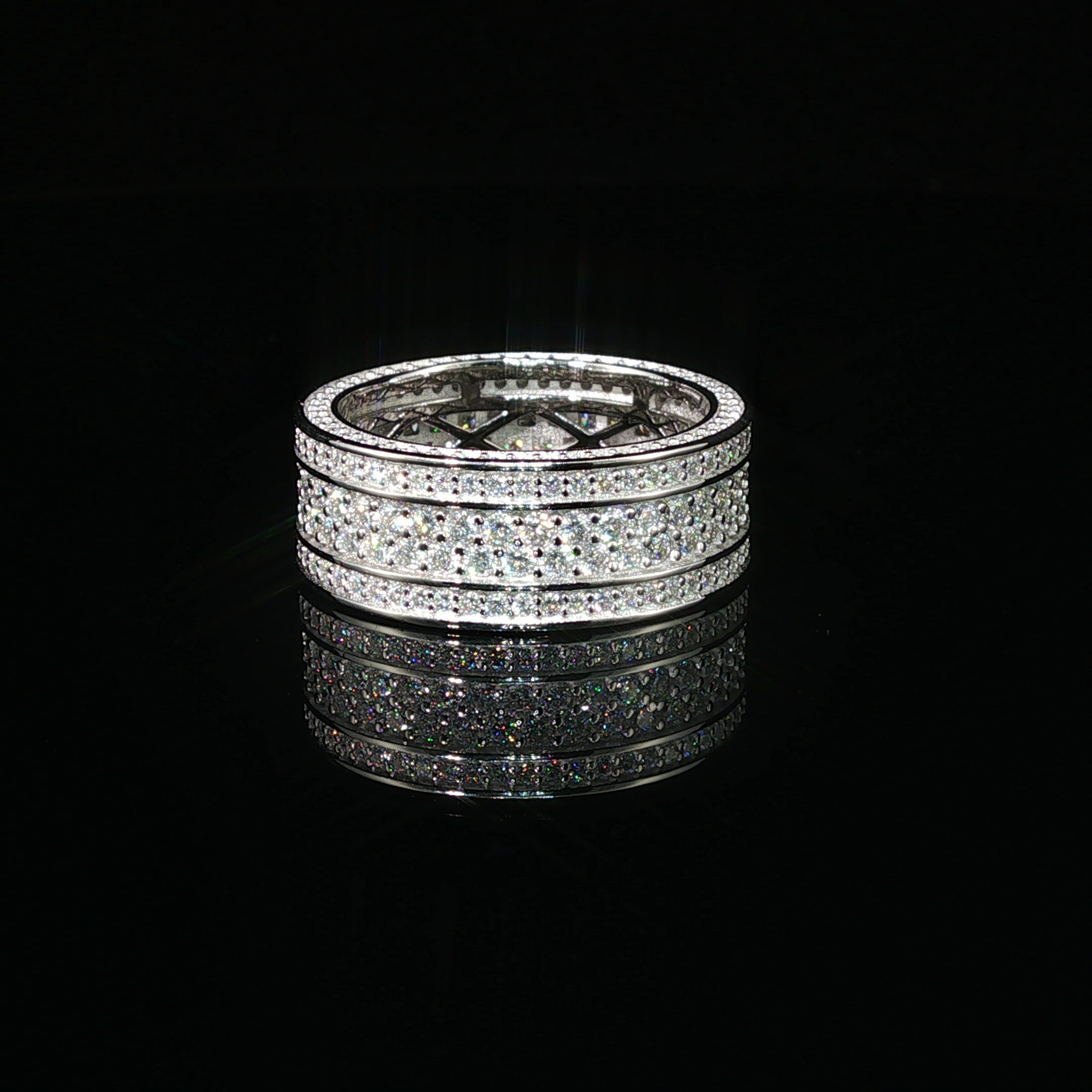 Dazzling Multi-Row Pave Band Ring | 3.37ct | 8.9mm | VVS
