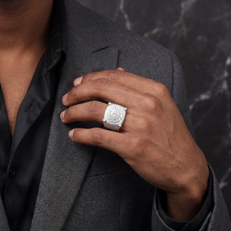 Men's Moissanite Iced Out Cushion Ring | 3.61ct | 18mm | VVS