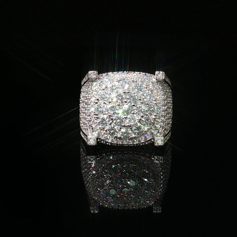 Men's Moissanite Iced Out Cushion Ring | 3.61ct | 18mm | VVS